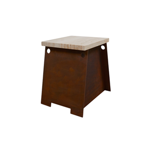Mesa Auxiliar Frama 64 Acero Corten/Travertino