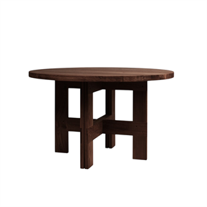 Mesa de Comedor Frama Farmhouse con Caballete de 120 cm de Diámetro, Roble Oscuro