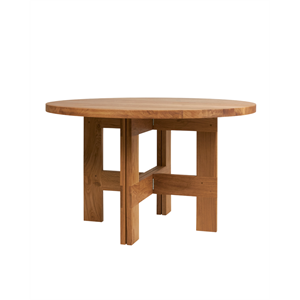 Mesa de Comedor Frama Farmhouse con Caballete de 120 cm de Diámetro, Roble Natural