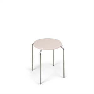 Taburete Frama Petit Rond de Acero Inoxidable y Cuero
