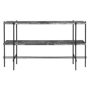 Mesa Consola Gubi TS Alt.72 con 2 Estantes y Bandeja Negro/Gris Emperador