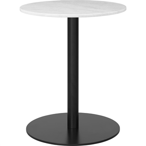 Mesa de Comedor GUBI 1.0 Redonda Ø60 cm M. Base Negro y Tapa de Mármol de Carrara Blanco