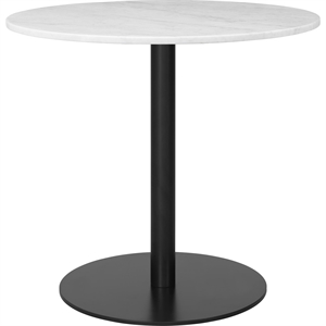 Mesa de Comedor GUBI 1.0 Redonda Ø80 cm M. Base Negro y Tapa de Mármol de Carrara Blanco