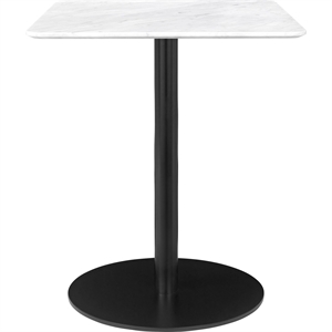 GUBI 1.0 Mesa de Comedor 60 x 60 cm M. Base Negro y Tapa de Mármol de Carrara Blanco