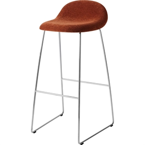 Taburete de Bar Gubi 3D H75 de Acero Inoxidable/gamuza Especial Dedar 133