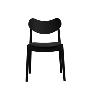 Silla de Comedor Híbrida Ro Collection con Asiento Tapizado en Roble Lacado Negro/cuero Marrón Oscuro