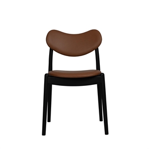 Silla de Comedor Híbrida Ro Collection Tapizada en Roble Lacado Negro/piel Calvados