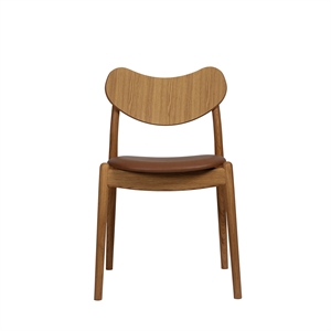 Silla de Comedor Híbrida Ro Collection con Asiento Tapizado en Cuero de Roble Aceitado y Calvados