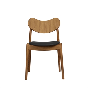 Silla de Comedor Híbrida Ro Collection con Asiento Tapizado en Roble Aceitado y Cuero Negro