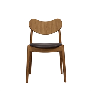 Silla de Comedor Híbrida Ro Collection con Asiento Tapizado en Roble Aceitado y Cuero Marrón Oscuro