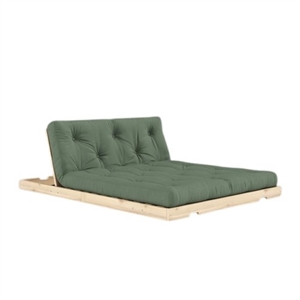 Sofá Cama Plegable Karup con Colchón 140x200 Verde Oliva/crudo