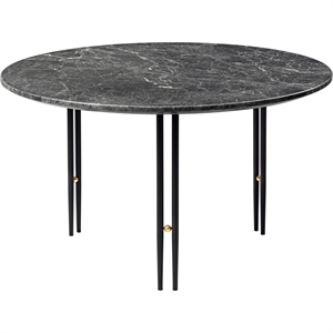 GUBI IOI Mesa de Centro Redonda Ø70 cm con Base Negro y Tapa de Mármol Emperador Gris