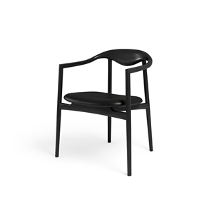 Brdr. Silla de Comedor Krüger Jari Madera de Fresno Lacada en Negro/cuero Negro