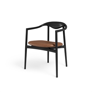 Brdr. Krüger Jari Silla de Comedor Madera de Fresno Lacado Negro/Piel Brandy