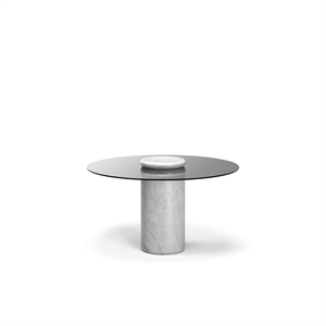 Mesa de Comedor Character Castore Ø130 Mármol Bianco Carrara/Cristal Ahumado