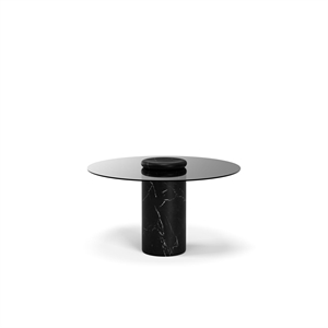 Mesa de Comedor Character Castore Ø130 Mármol Nero Marquina/Cristal Ahumado