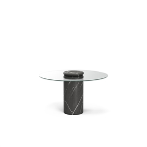 Mesa de Comedor Character Castore Ø130 Pietra Mármol Gris/Cristal Transparente