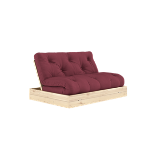 Sofá Cama Plegable Karup Design con Colchón, 140 x 200, Color Burdeos/laca Transparente