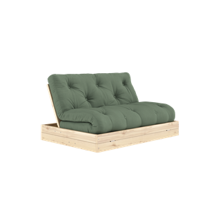 Sofá Cama Plegable Karup Design con Colchón 140x200, Verde Oliva/lacado Transparente