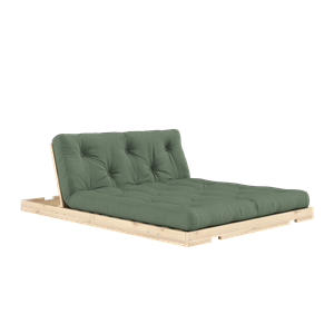 Sofá Cama Plegable Karup Design con Colchón 140x200 Verde Oliva/crudo