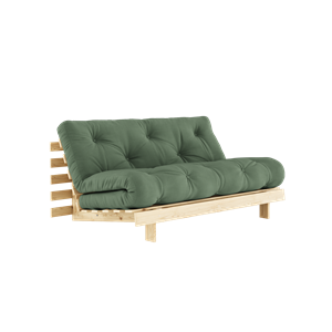 Karup Design Roots Sofá cama con colchón 160x200 756 Verde oliva/Pino