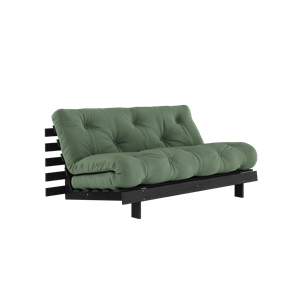 Karup Design Roots Sofá cama con colchón Roots 160x200 Lacado Verde Aceituna/ negro