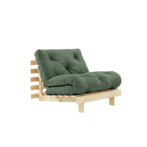 Karup Design Roots Sofá Cama con Colchón 90x200 756 Verde oliva/Pino