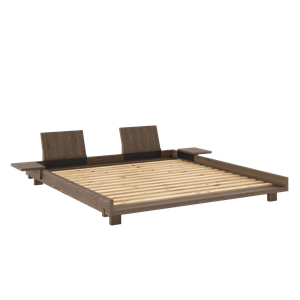 Estructura de Cama Social Karup Design con Dos Respaldos y Mesa Auxiliar, 180 x 200 Cm, Color Marrón Algarrobo