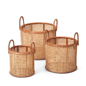 Stori Wick Basket - Juego de 3 Cestas de Ratán, Color Natural