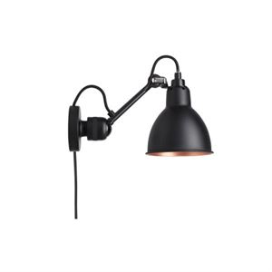 Lampe Gras N304 wall lamp mat black & mat black/copper w. cord
