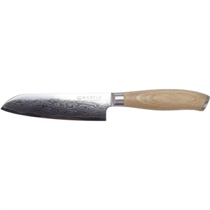 Cuchillo Santoku Japonés Mareld Akio de 13 cm de Madera Clara