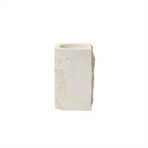 Portavelas de piedra de objeto de la galería Louise Roe, travertino Beige alto