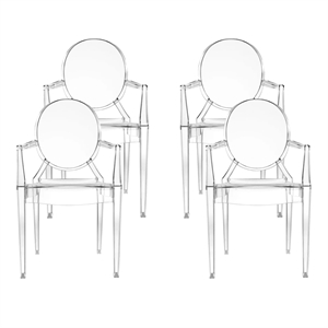 Kartell Louis Ghost - Juego de 4 Sillas de Comedor Cristal