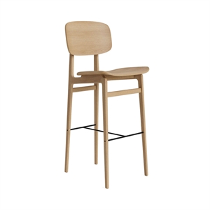 Taburete de Bar NORR11 NY11 con Respaldo, 75 cm de Alto, Roble Natural