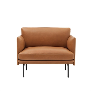 Sillón Muuto Outline Tapizado Piel Cognac/ Base Negro