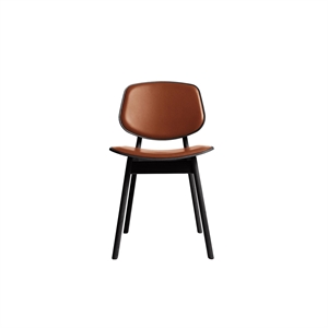 Silla de Comedor Pandora de La Colección Ro, Tapizada en Roble Lacado Negro y Piel Calvados