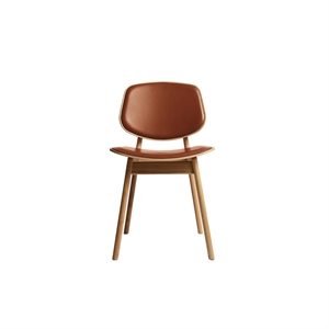 Silla de Comedor Pandora de La Colección Ro, Tapizada en Roble Aceitado y Cuero Calvados