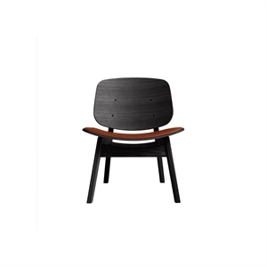 Sillón Pandora Colección Ro Asiento Tapizado Roble Lacado Negro/Cuero Calvados
