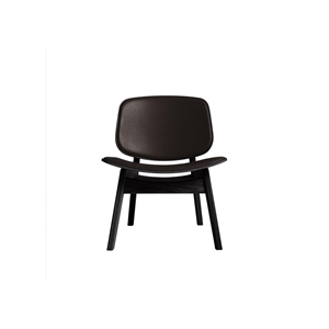 Sillón Pandora Colección Ro Tapizado Roble Lacado Negro/Cuero Marrón Oscuro