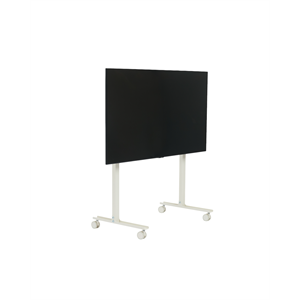 Soporte para TV con Pedestal Recto y Ruedas, Color Perla