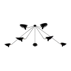 Lámpara de techo Serge Mouille Spider de 7 brazos fijos , Negro