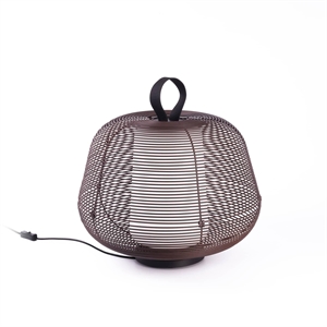 Lámpara de Mesa para Exterior Faro NARA, Color Marrón Óxido y Blanco Ópalo