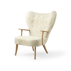 Sillón Nórdico Pragh Cálido de Piel de Oveja Marfil/roble Aceitado Natural