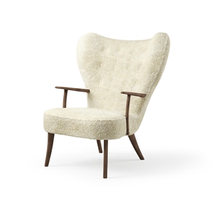 Sillón Nórdico Pragh Cálido de Piel de Oveja Marfil/roble Ahumado Aceitado