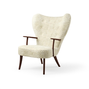 Sillón Nórdico Pragh Cálido de Piel de Oveja Marfil/ Nuez Aceitado