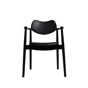 Silla de Comedor Regatta de La Colección Ro Tapizada en Haya Lacada en Negro/piel Negro