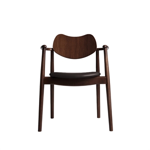 Silla de Comedor Regatta de La Colección Ro con Asiento Tapizado en Haya/ Nuez/cuero Marrón Oscuro