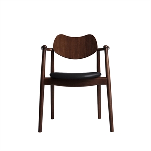 Silla de Comedor Regatta de La Colección Ro con Asiento Tapizado en Haya/ Nuez/cuero Negro