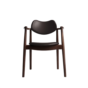 Silla de Comedor Regatta de La Colección Ro Tapizada en Haya/ Nuez/cuero Marrón Oscuro