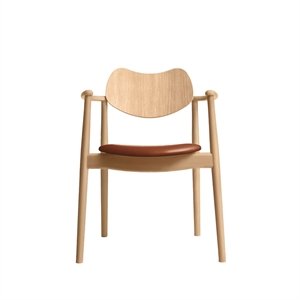 Silla de Comedor Regatta de La Colección Ro con Asiento Tapizado de Haya Aceitada y Cuero Calvados